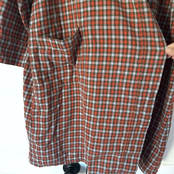 Pact Organic Cotton Robe Large Red Pockets Plaid Long Sleeve Belted Knee Length - Picture 9 of 16